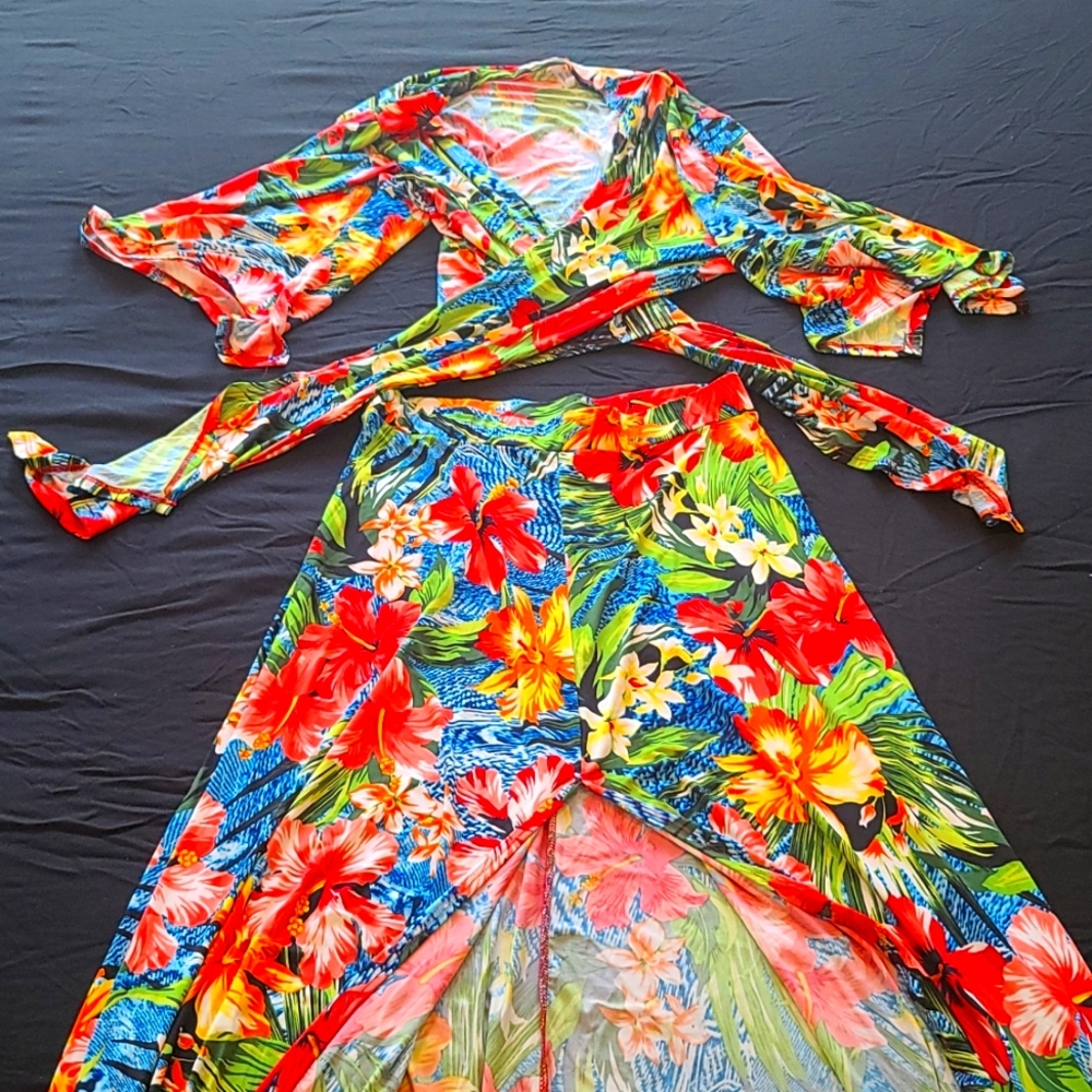 Tropical Maxi Skirt/Wrap top Set Medium